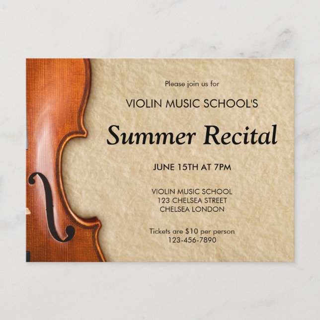 Violinrecitalkonsert Klassisk musik Inbjudan Vykort (Framsida)