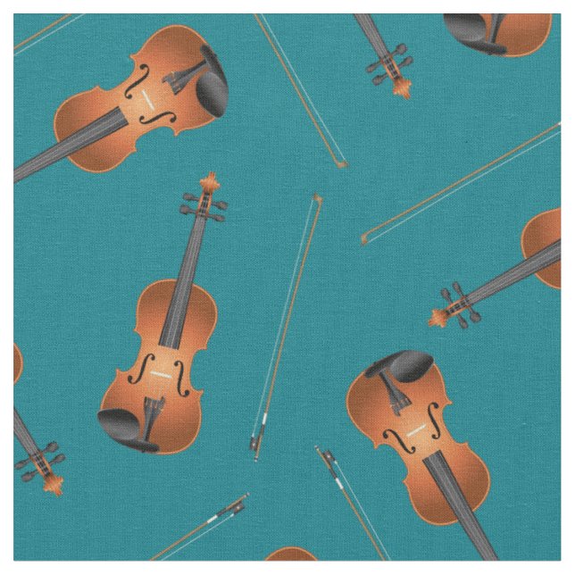 Violins Music Musician Room Decor Teal Tyg (Närbild)