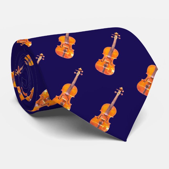 Violins Musical Instrument Patterned Navy Blue Slips (Rullad)