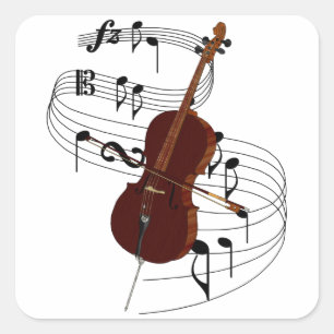 Violoncell Fyrkantigt Klistermärke