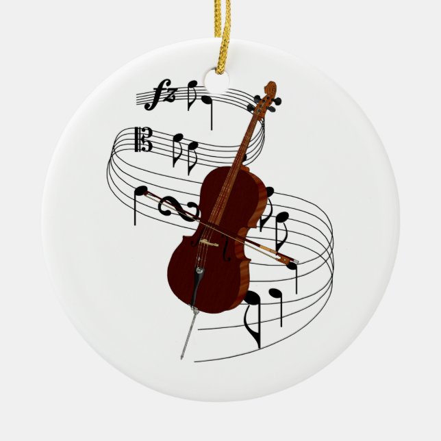Violoncell Julgransprydnad Keramik (Framsidan)