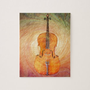 Violoncell med varm färgrik texturerad bakgrund pussel