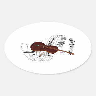 Violoncell Ovalt Klistermärke