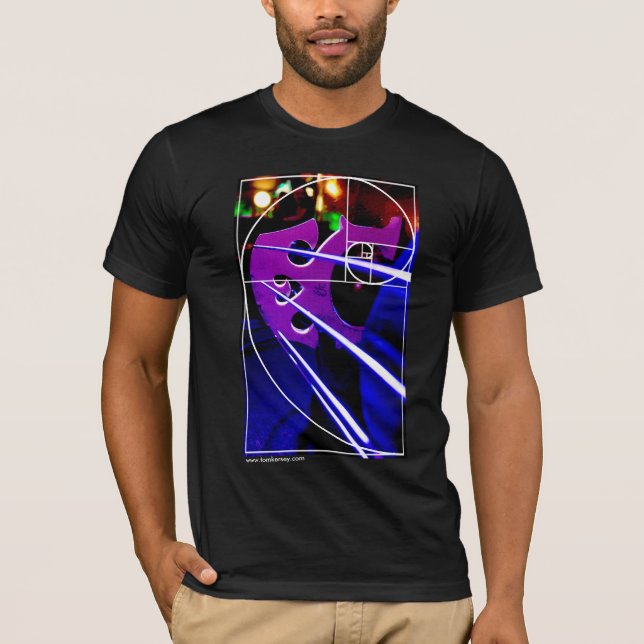 Violoncellen överbryggar med Fibonacci spiral T-shirt (Framsida)