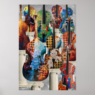 Violoncellmusikaffisch, konst för musikdekorvägg poster