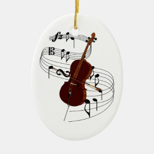 Violoncellprydnad Julgransprydnad Keramik