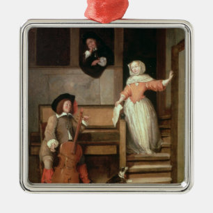 Violoncellspelare, c.1700 (olja på kanfas) julgransprydnad metall