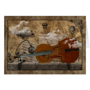 VioloncellSteampunk följe Hälsningskort