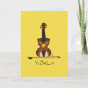 ViOWLin Funny Violin Uggla Music Greeting Card Kort