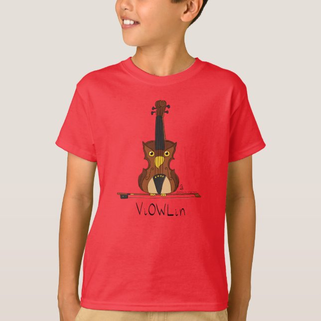 ViOWLin Violin Uggla Barn Pojks T-Shirt (Framsida)