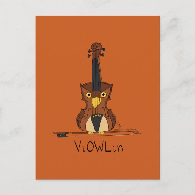ViOWLin Violin Uggla Music Postcard Vykort (Framsida)