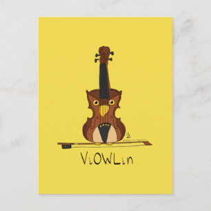 ViOWLin Violin Uggla Music Postcard Vykort