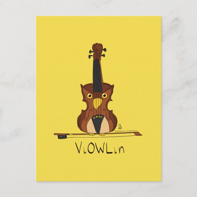ViOWLin Violin Uggla Music Postcard Vykort (Framsida)