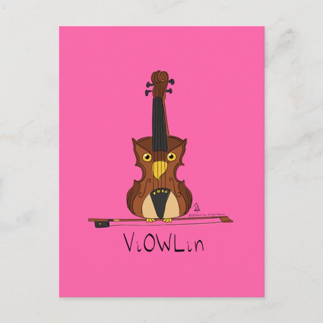 ViOWLin Violin Uggla Music Postcard Vykort (Framsida)