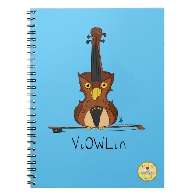 ViOWLin Violin Uggle Musik Notisblock Anteckningsbok (Framsidan)