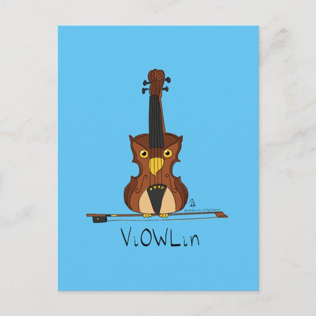 ViOWLin Violin Ugglmusik Postkort Vykort (Framsida)