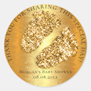 VIP Baby Shower Favor - tacksamhetsstöd för Guld Runt Klistermärke