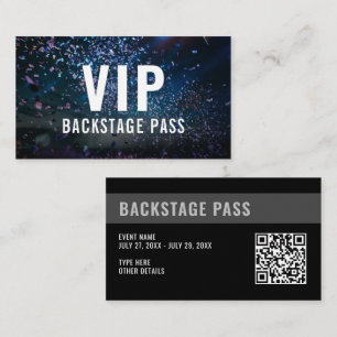 VIP Backstage Pass QR-kod Evenemangsfoto Visitkort