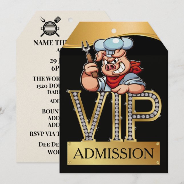 VIP Barbecue / Gris Pickin' Inbjudningar (Fram/baksida)