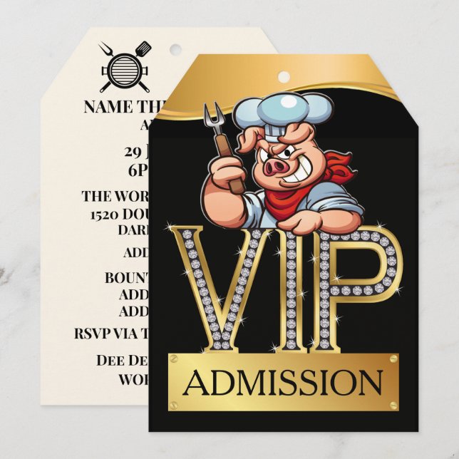 VIP Barbecue / Gris Pickin' Inbjudningar (Fram/baksida)