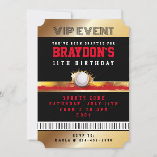 VIP BASEBALL ALL ACCESS Guld Pass Badge-inbjudan f Inbjudningar