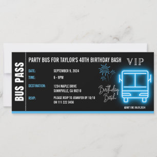 VIP-biljett för födelsedagsfirande med partybus Inbjudningar