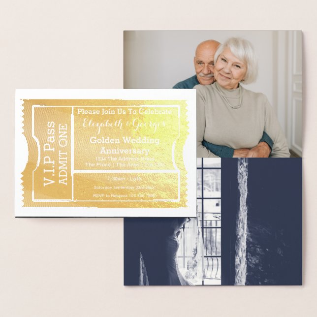 VIP-biljett Golden Wedding Anniversary Biljett  Folierat Kort (Display)