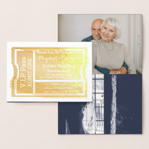 VIP-biljett Golden Wedding Anniversary Ticket Folierat Kort