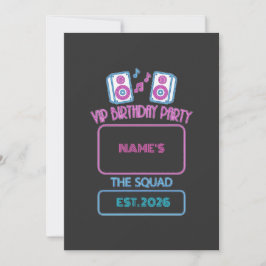 VIP Birthday Party Neon Squad Personalized Guest N Inbjudningar