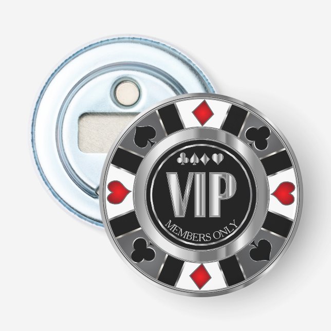 VIP Casino Poker Chip - Las Vegas - Red Flasköppnare (Framsidan)