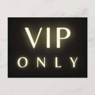 Vip endast neon lysande lyx text design vykort
