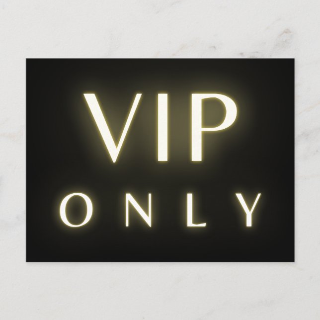 Vip endast neon lysande lyx text design vykort (Framsida)