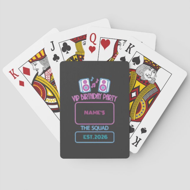 VIP Födelsedagsfest Neon Squad Personlig Gäst N Casinokort (Baksidan)