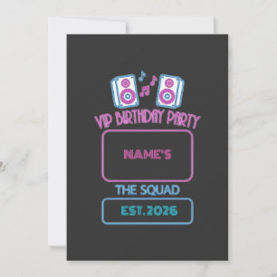 VIP Födelsedagsfest Neon Squad Personlig Gäst N Inbjudningar
