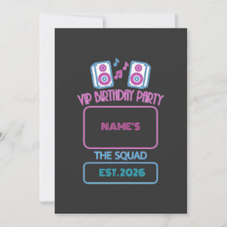 VIP Födelsedagsfest Neon Squad Personlig Gäst N Inbjudningar