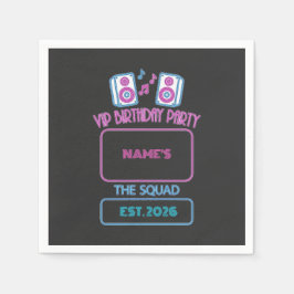 VIP Födelsedagsfest Neon Squad Personlig Gäst N Pappersservett