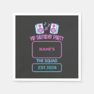 VIP Födelsedagsfest Neon Squad Personlig Gäst N Pappersservett