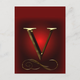 VIP Guld "V" monogram i rött och svart Vykort