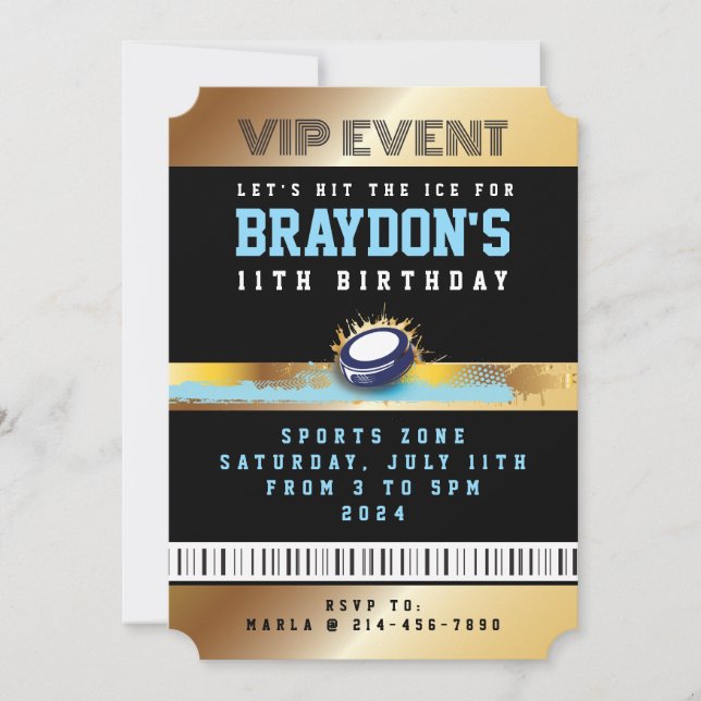 VIP Hockey ALL ACCESS Guld Pass Badge-inbjudan Inbjudningar (Framsida)