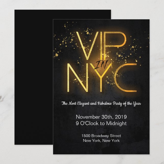 VIP i NYC-partyinbjudan Inbjudningar (Fram/baksida)