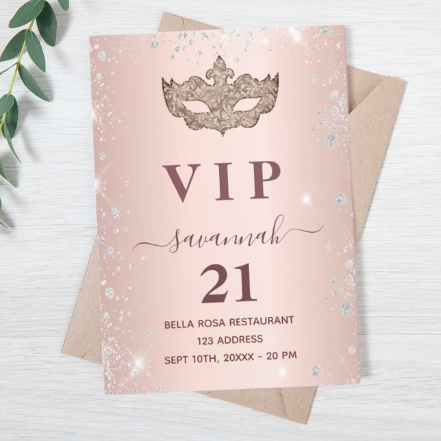 Vip-inbjudan till Masquerad ro guld silver glitter Inbjudningar (Skapare uppladdad)
