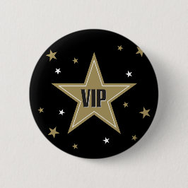 VIP med guld stjärnor på svart bakgrund Knapp