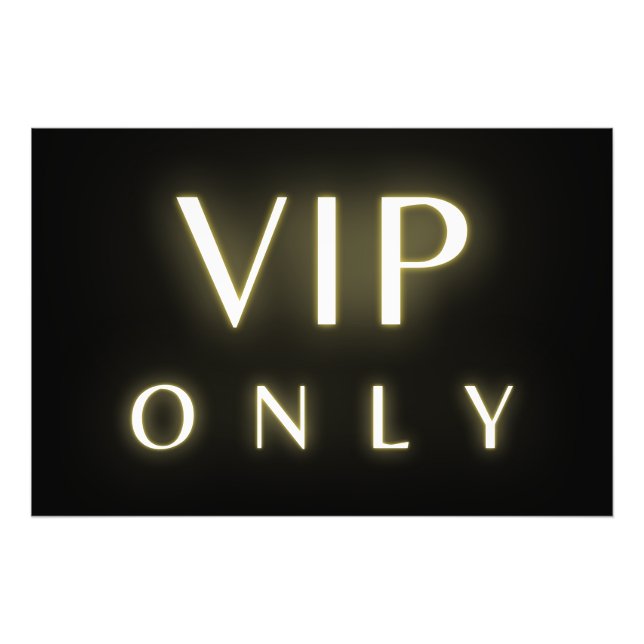 Vip only neon glowing luxe text design fototryck (Framsidan)