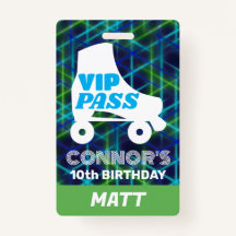 VIP Party Pass Boy Roller Skating Birthday Lanyard