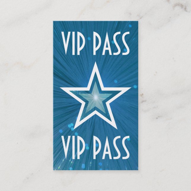 VIP PASS-affärskortet Blue Star vit bak Visitkort (Framsida)