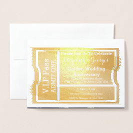 VIP Pass Golden Bröllop-årsdagen Biljett Folierat Kort