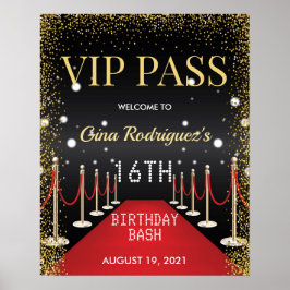 VIP Pass Hollywood Red Carpet Födelsedagsfest Sign Poster