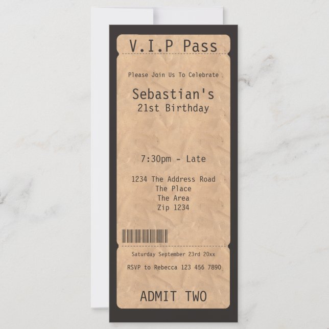 VIP-pass inbjudan biljett (Framsida)
