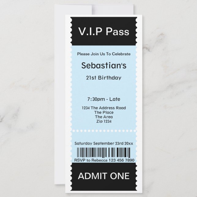 VIP Pass Party-inträde Biljett Inbjudningar (Framsida)
