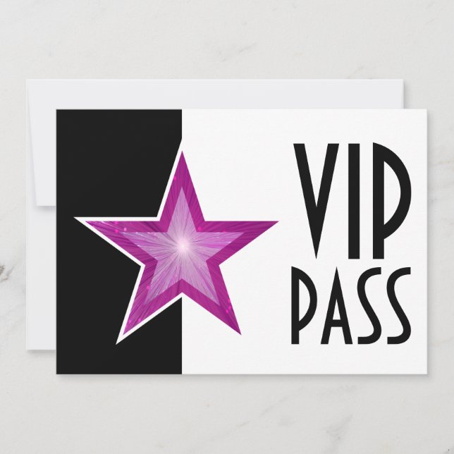 VIP PASS - svart, vitt i Rosa Star Inbjudningar (Framsida)